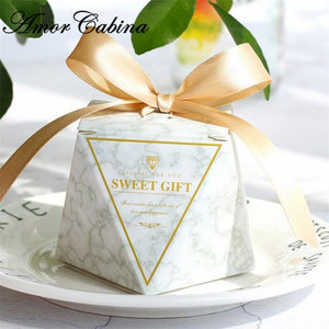 Top Selling Marble Diamond Paper Candy Boxes Wedding Favors Baby Shower Party Supplies Bomboniere Thanks Christmas Gift Box