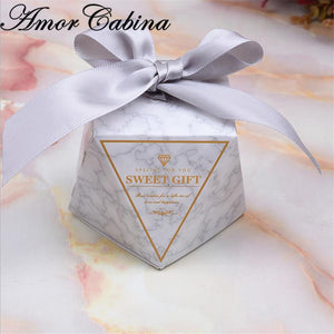 Top Selling Marble Diamond Paper Candy Boxes Wedding Favors Baby Shower Party Supplies Bomboniere Thanks Christmas Gift Box