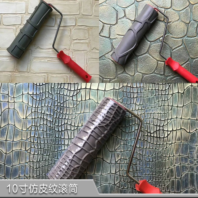 Pattern Paint Roller 10 inch Environmental Protection Stamp Decorative Cylinder Imitate Leather Texture Tools