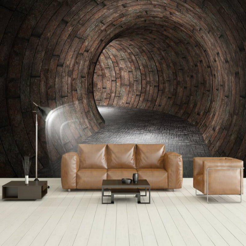 European 3D Stereoscopic Vintage Red Brick Wall Tunnel Photo Wallpapers Space Wall Mural for Restaurant Cafe Decor Wall Paper 3D