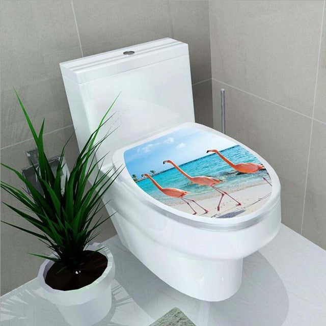 Toilet Sticker Cute Cartoon Animal 3d Toilet Seat PVC Wall Sticker Refrigerator Door Decor Stickers Decals Decorative Wallpaper