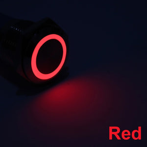 16mm metal push button switch power button Waterproof Flat circular button LED light self-lock self-reset button 1NO1NC 6V 12V