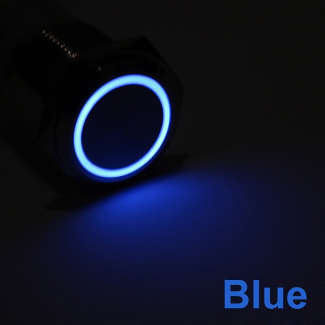 16mm metal push button switch power button Waterproof Flat circular button LED light self-lock self-reset button 1NO1NC 6V 12V