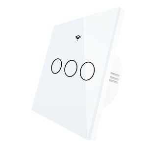 WiFi Smart Switch Remote Control Glass Panel Tuya Light Switch Works With Alexa Echo Google Home RF433 EU Type White Touch