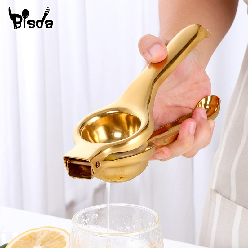 1PC Stainless steel Lemon Squeezer Golden Manual Fruit Juicer Household Orange Clip Kitchen Utensils Reamers Fast Handle Press