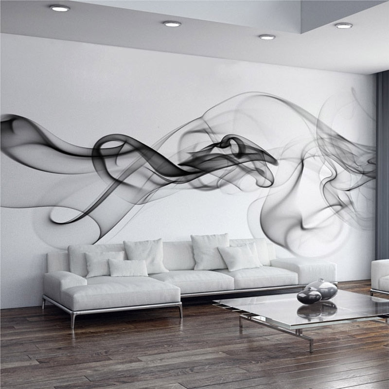 Custom Photo Wallpaper Modern 3D Wall Mural Wallpaper Black White Smoke Fog Art Design Bedroom Office Living Room Wall Paper