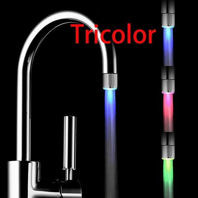 7 Colors Luminous Light-up LED Water Faucet Shower Tap Basin Nozzle Creative Kitchen Bathroom Colorful Changing Glow Nozzle