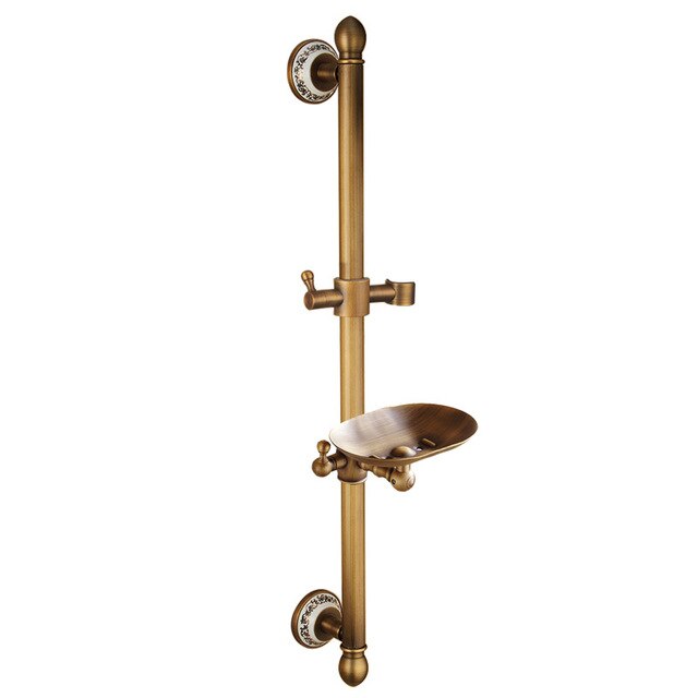 Exposed Rain Shower System with Cross Handles, Cold / Hot Water Mixer, Antique Brass, Coming with Hand Shower, Overhead, Spout