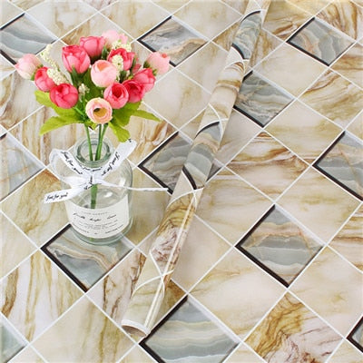 Marble stickers kitchen Wall Stickers wallpaper Anti-oil paste  Self-adhesive foil waterproof bathroom wall stickers