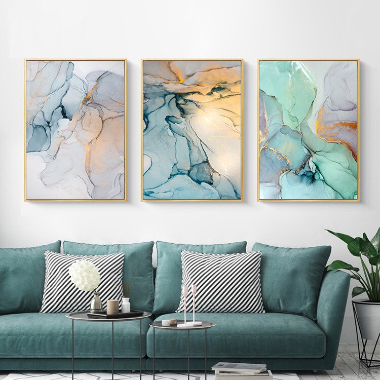 Modern Abstract Marble Textured Canvas Painting Unique Wall Art Pictures Poster and Prints for Living Room Interior Home Decor