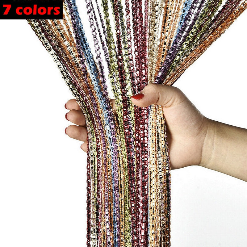 100x200cm Shiny Tassel Line Curtains Living Room String Curtain Door Divider Drape Living Room Decor Valance Home Decoration