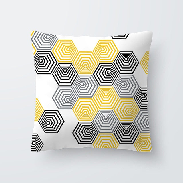 Cojines Decorativos Para Sofa Cushion Cover Yellow Pillow Geometric Marble Polyester pillowcase Home Decoration Decor 40548