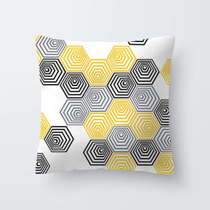 Cojines Decorativos Para Sofa Cushion Cover Yellow Pillow Geometric Marble Polyester pillowcase Home Decoration Decor 40548