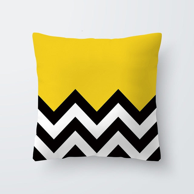 Cojines Decorativos Para Sofa Cushion Cover Yellow Pillow Geometric Marble Polyester pillowcase Home Decoration Decor 40548