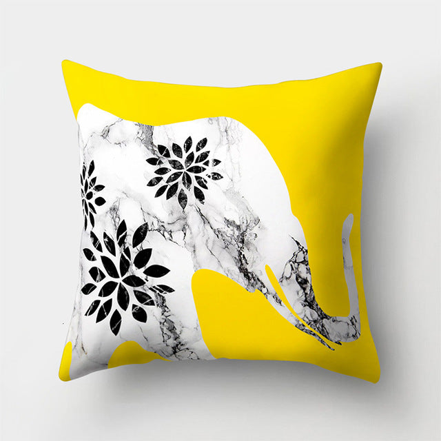 Cojines Decorativos Para Sofa Cushion Cover Yellow Pillow Geometric Marble Polyester pillowcase Home Decoration Decor 40548