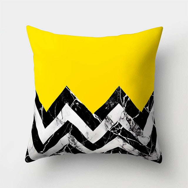 Cojines Decorativos Para Sofa Cushion Cover Yellow Pillow Geometric Marble Polyester pillowcase Home Decoration Decor 40548