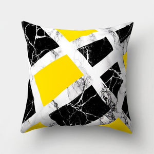 Cojines Decorativos Para Sofa Cushion Cover Yellow Pillow Geometric Marble Polyester pillowcase Home Decoration Decor 40548