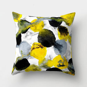 Cojines Decorativos Para Sofa Cushion Cover Yellow Pillow Geometric Marble Polyester pillowcase Home Decoration Decor 40548