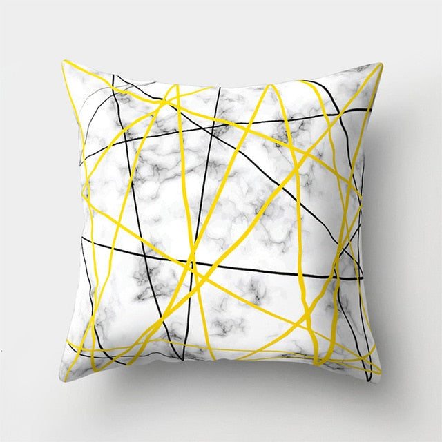 Cojines Decorativos Para Sofa Cushion Cover Yellow Pillow Geometric Marble Polyester pillowcase Home Decoration Decor 40548