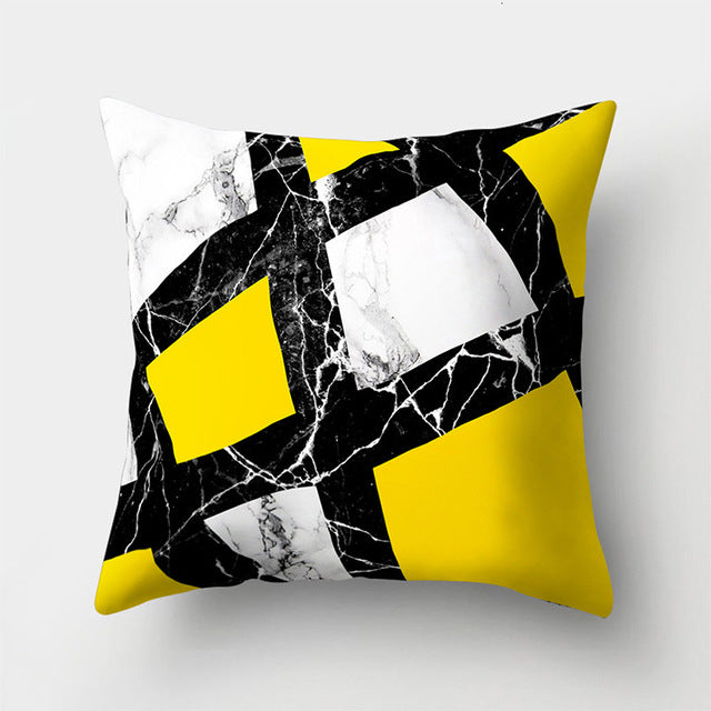 Cojines Decorativos Para Sofa Cushion Cover Yellow Pillow Geometric Marble Polyester pillowcase Home Decoration Decor 40548