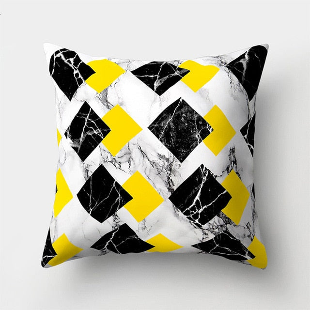 Cojines Decorativos Para Sofa Cushion Cover Yellow Pillow Geometric Marble Polyester pillowcase Home Decoration Decor 40548