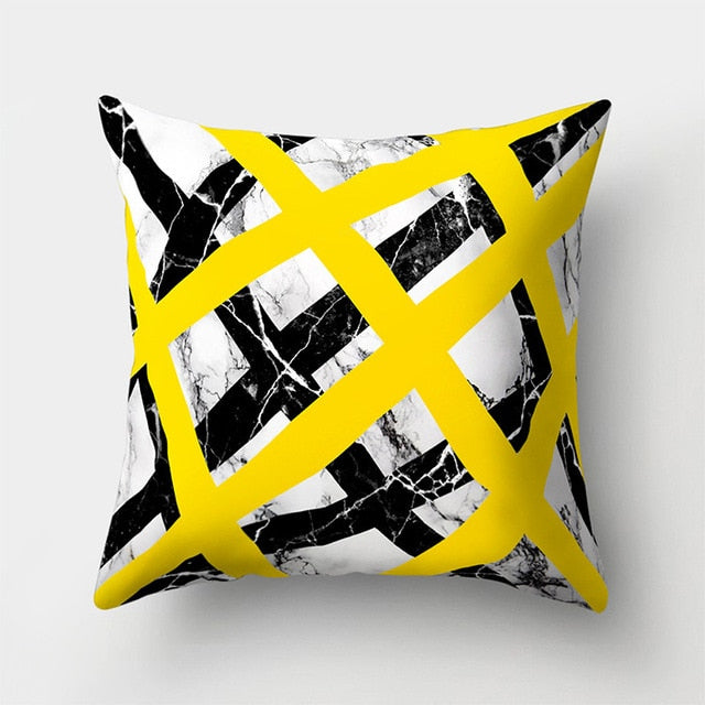 Cojines Decorativos Para Sofa Cushion Cover Yellow Pillow Geometric Marble Polyester pillowcase Home Decoration Decor 40548