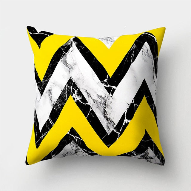 Cojines Decorativos Para Sofa Cushion Cover Yellow Pillow Geometric Marble Polyester pillowcase Home Decoration Decor 40548