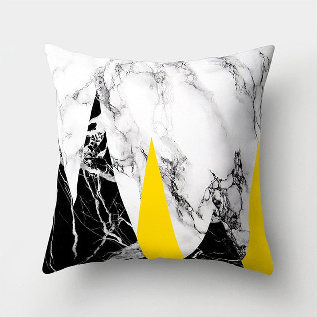 Cojines Decorativos Para Sofa Cushion Cover Yellow Pillow Geometric Marble Polyester pillowcase Home Decoration Decor 40548