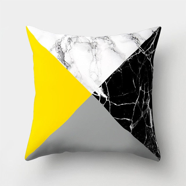 Cojines Decorativos Para Sofa Cushion Cover Yellow Pillow Geometric Marble Polyester pillowcase Home Decoration Decor 40548