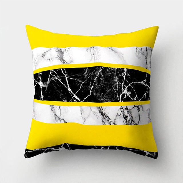 Cojines Decorativos Para Sofa Cushion Cover Yellow Pillow Geometric Marble Polyester pillowcase Home Decoration Decor 40548