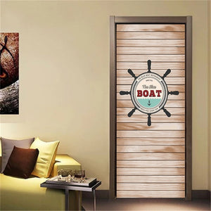 2PCS/SET Door Sticker PVC Self-adhesive Waterproof 3D Removable Home Decor Wine Shelf Decals DIY Wall Art Mural stickers porte