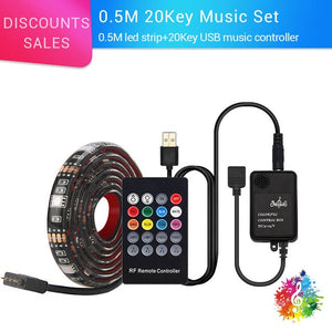 5050 RGB USB Led Strip Set With 20Key RF Remote Led Music Controller USB LED Light Strip For TV Background Lamp Ribbon Led Tape