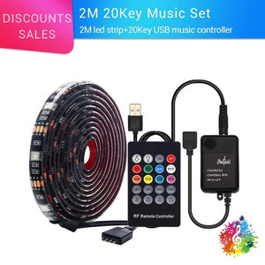 5050 RGB USB Led Strip Set With 20Key RF Remote Led Music Controller USB LED Light Strip For TV Background Lamp Ribbon Led Tape