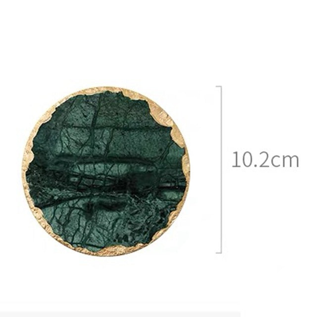 Luxury Non-slip Emerald Real Marble coaster mug place mat Green Stone with Gold Inlay Heat Resistant Trivet Table Decoration