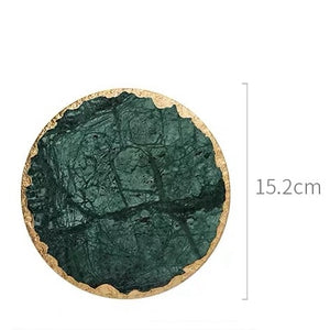 Luxury Non-slip Emerald Real Marble coaster mug place mat Green Stone with Gold Inlay Heat Resistant Trivet Table Decoration