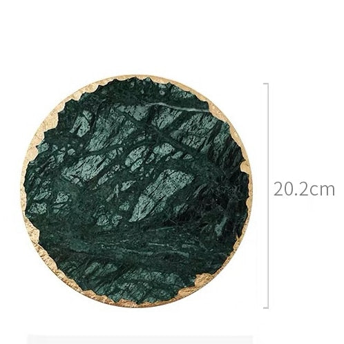 Luxury Non-slip Emerald Real Marble coaster mug place mat Green Stone with Gold Inlay Heat Resistant Trivet Table Decoration