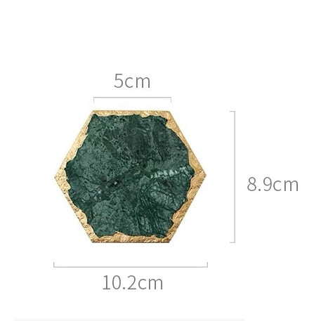 Luxury Non-slip Emerald Real Marble coaster mug place mat Green Stone with Gold Inlay Heat Resistant Trivet Table Decoration