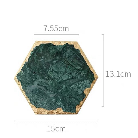 Luxury Non-slip Emerald Real Marble coaster mug place mat Green Stone with Gold Inlay Heat Resistant Trivet Table Decoration