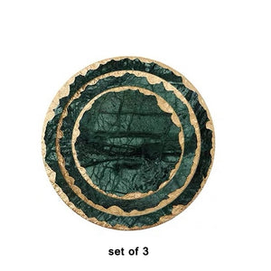 Luxury Non-slip Emerald Real Marble coaster mug place mat Green Stone with Gold Inlay Heat Resistant Trivet Table Decoration