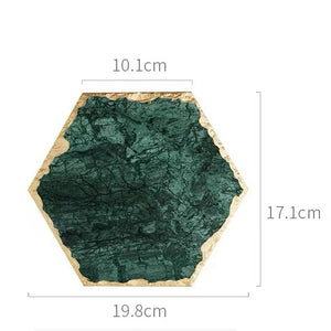 Luxury Non-slip Emerald Real Marble coaster mug place mat Green Stone with Gold Inlay Heat Resistant Trivet Table Decoration