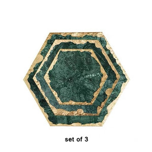 Luxury Non-slip Emerald Real Marble coaster mug place mat Green Stone with Gold Inlay Heat Resistant Trivet Table Decoration