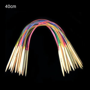 18 pcs Knitting Needles Multicolor Tube 40-120cm Bamboo Circular Crochet Knitting Needles Set Sewing Needles #105