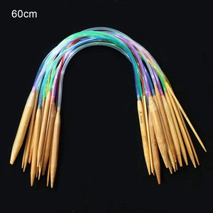 18 pcs Knitting Needles Multicolor Tube 40-120cm Bamboo Circular Crochet Knitting Needles Set Sewing Needles #105