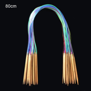 18 pcs Knitting Needles Multicolor Tube 40-120cm Bamboo Circular Crochet Knitting Needles Set Sewing Needles #105