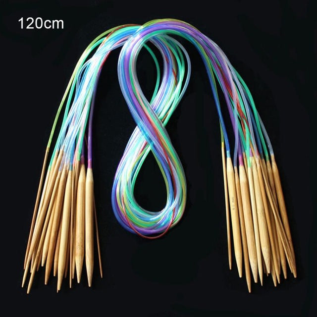 18 pcs Knitting Needles Multicolor Tube 40-120cm Bamboo Circular Crochet Knitting Needles Set Sewing Needles #105