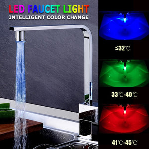 Fashion Led Water Faucet Light Intelligent Water Temperature Controlled Led Water Tap Kitchen Faucets Nozzle No Need Battery