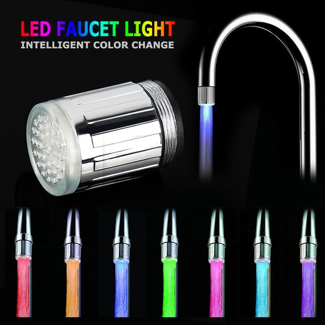 Fashion Led Water Faucet Light Intelligent Water Temperature Controlled Led Water Tap Kitchen Faucets Nozzle No Need Battery