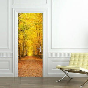 3D Beautiful Landscape Door Sticker For Living Room Bedroom DIY PVC Self Adhesive Wallpaper Waterproof Mural Decals deursticker