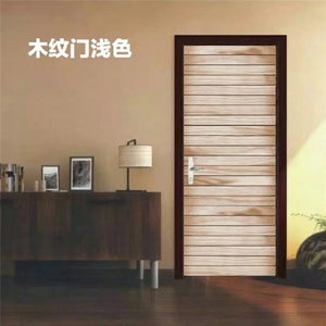 Retro Wooden Door Stickers PVC Waterproof Wallpaper For Doors Living Room Bedroom Home Decor Mural DIY Renovation Decal 90x200cm