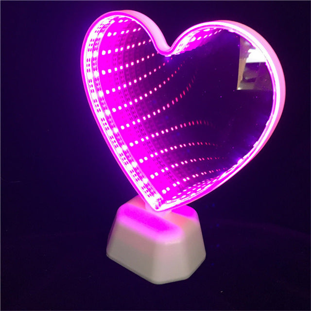 Dropship Unicorn Heart Flamingo Shape Tunnel Light AA Battery Operated Portable Infinity Mirror Abyss Effect LED Night Lamp